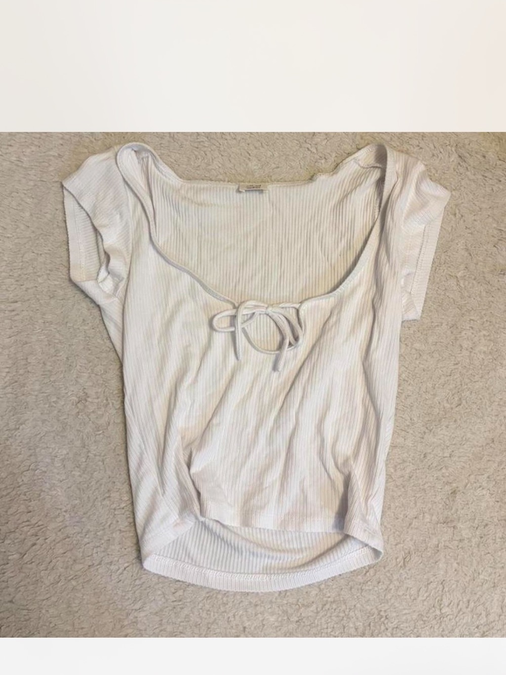 Wilfred White Ribbed Scoop-Neck Tie Front Tee